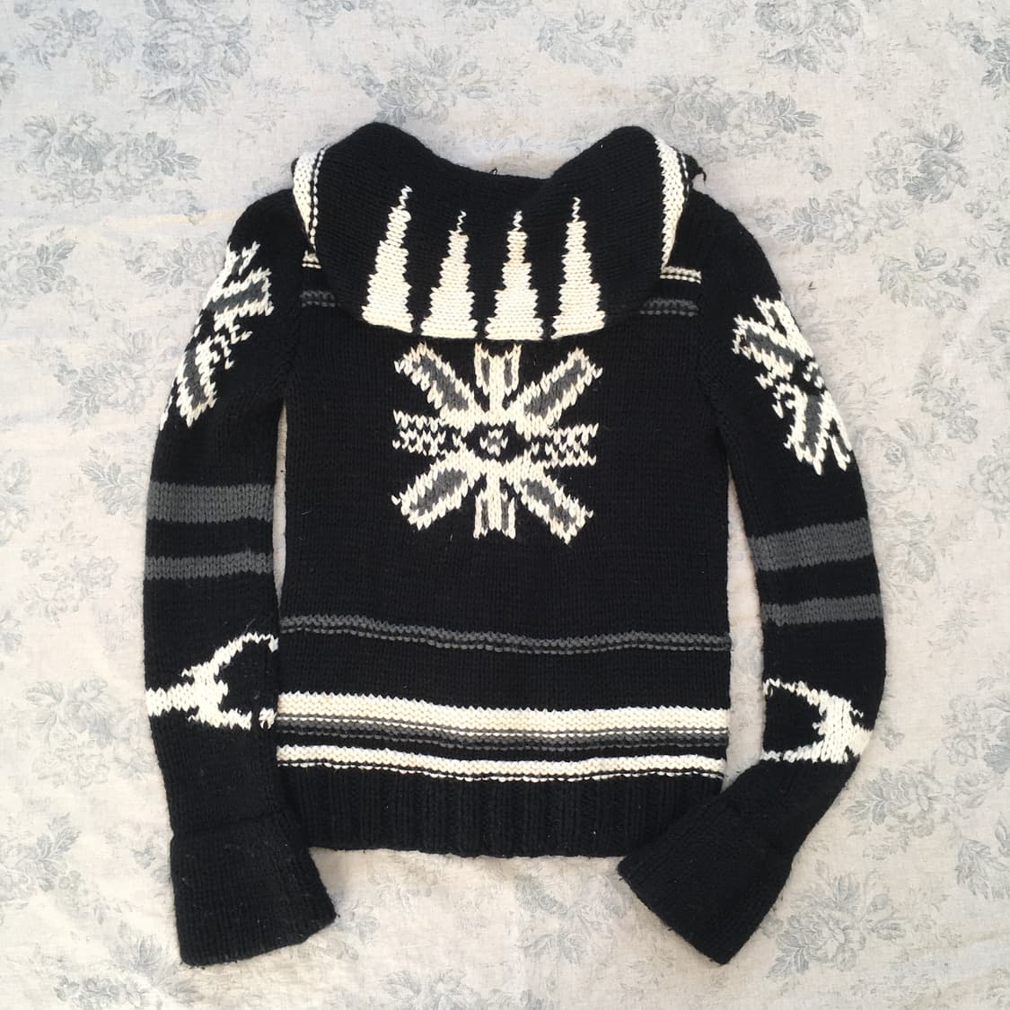 일본빈티지 코위찬 블랙 노르딕 패턴 집업 상품이미지6