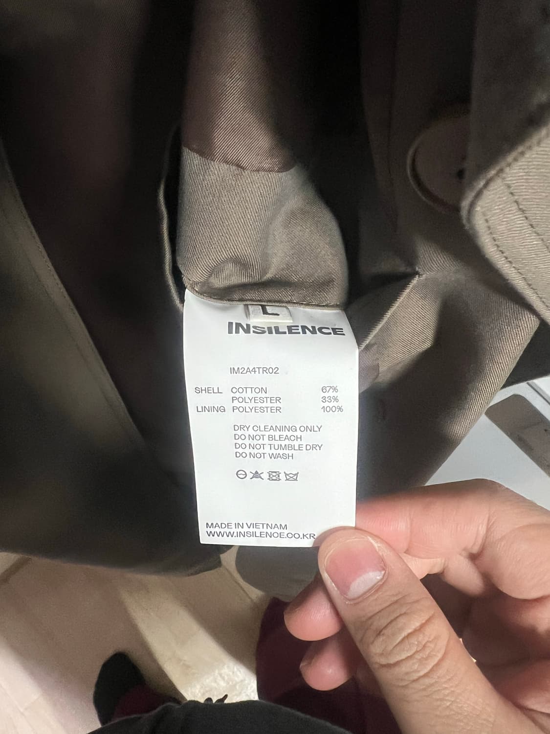 인사일런스 트렌치코트 카키베이지 L 상품이미지4