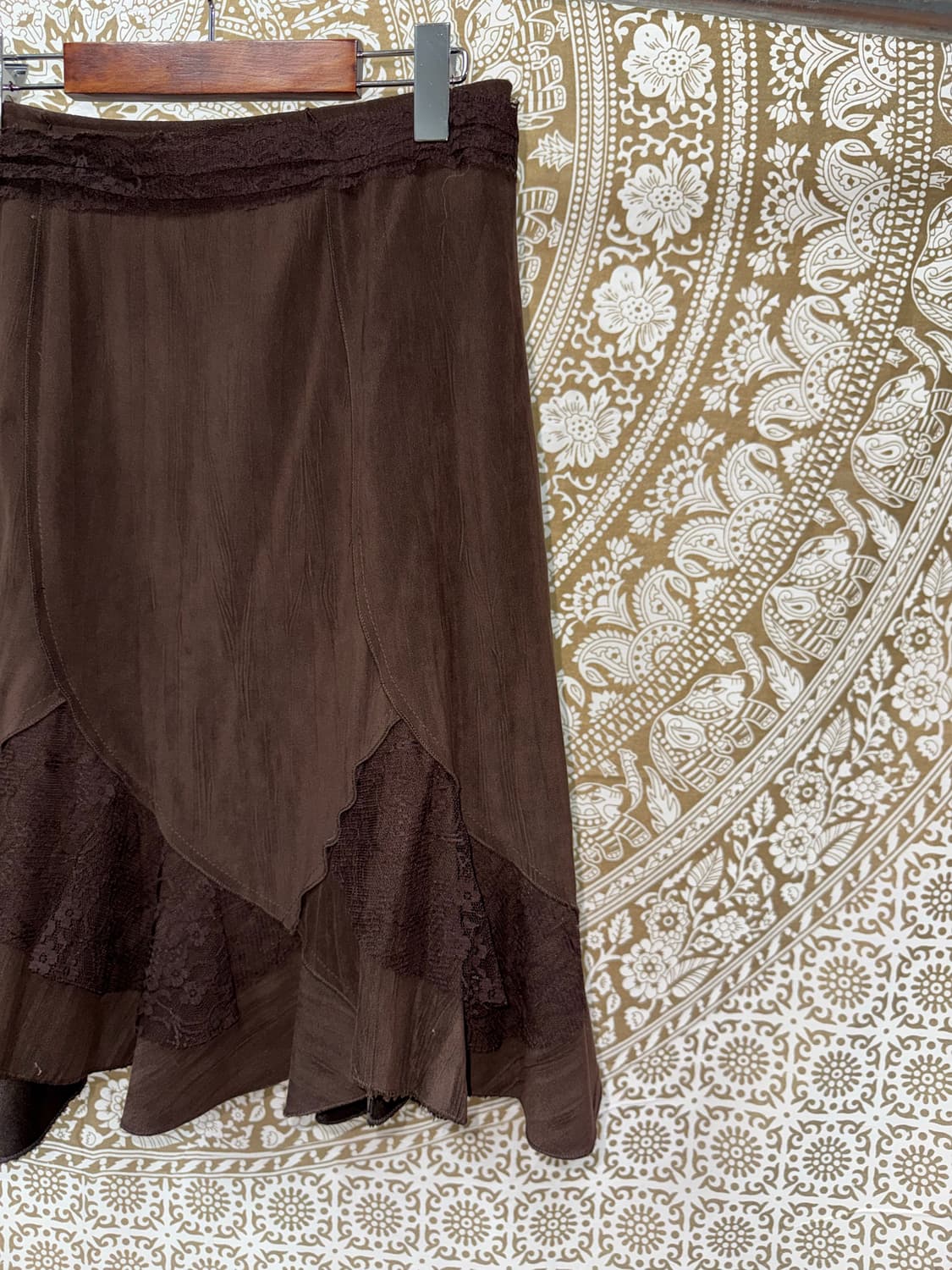 빈티지 여성 스웨이드 레이스 미니스커트  상품이미지4