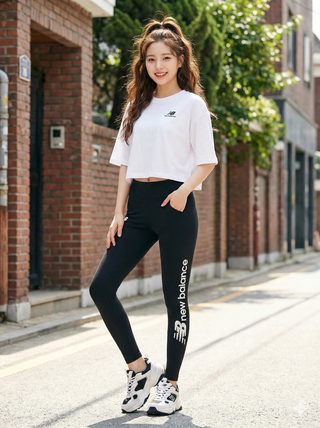 뉴발란스 우먼스 사이드 레터링 레깅스 상품이미지1