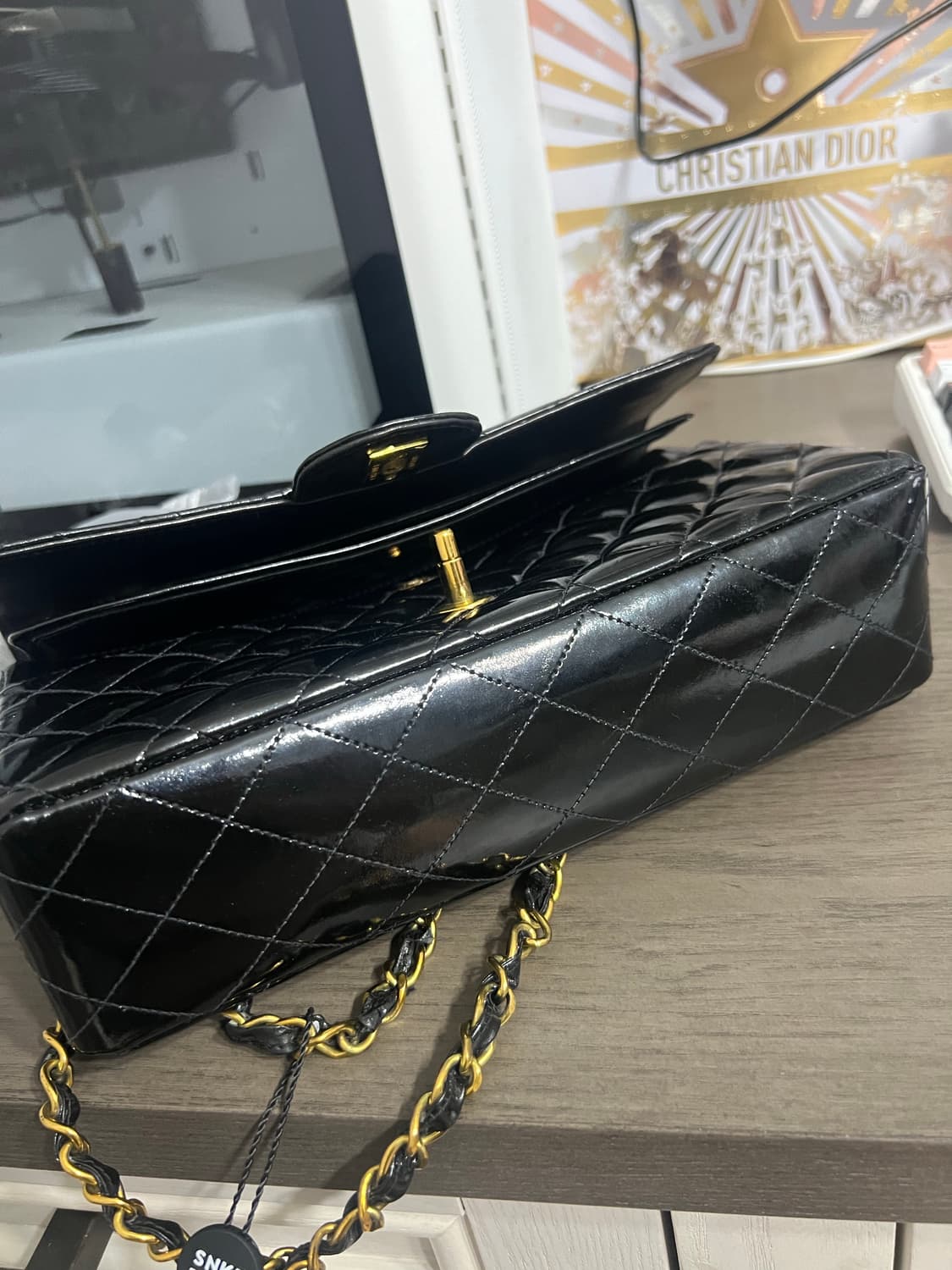 풀박)샤넬 24K도금 클래식 페인던트 플랩백 상품이미지5