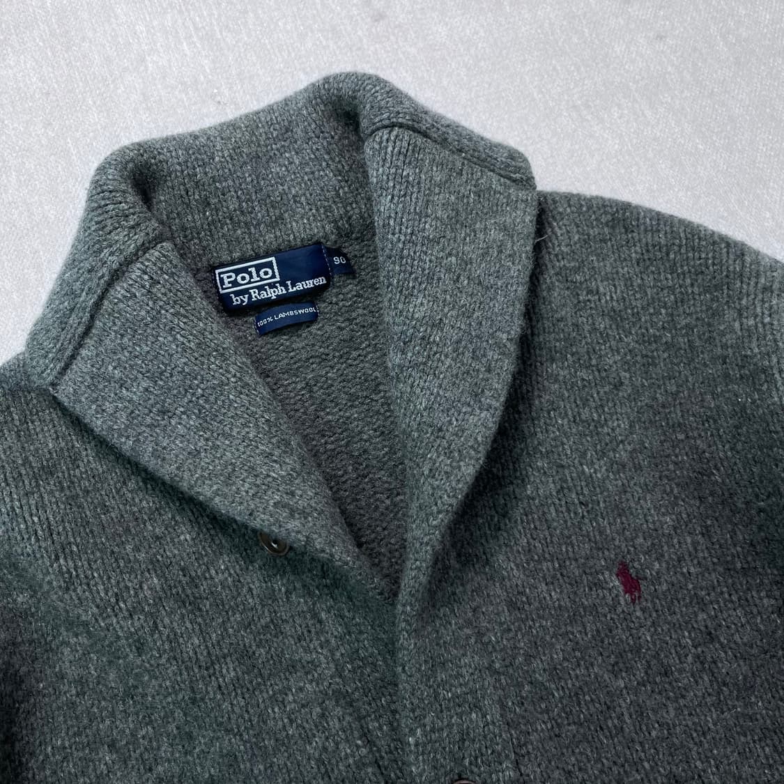 95 폴로랄프로렌 램스울 숄카라 버튼 그레이 니트 가디건 상품이미지2