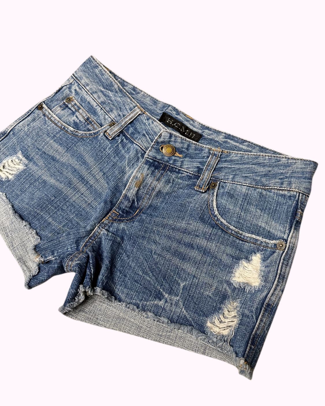 vintage washing damage denim shorts 상품이미지4