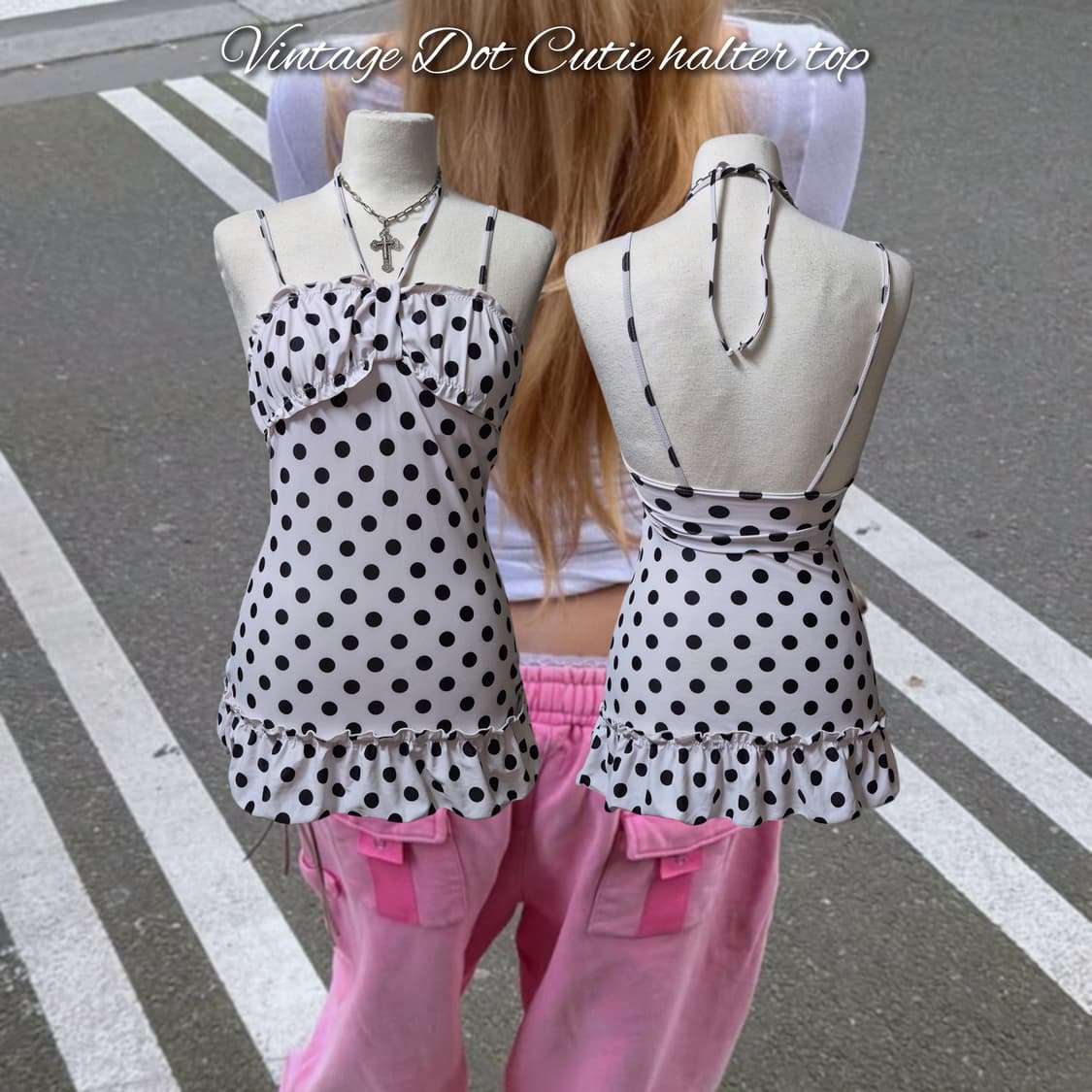 Vintage Dot Cutie halter top 상품이미지1