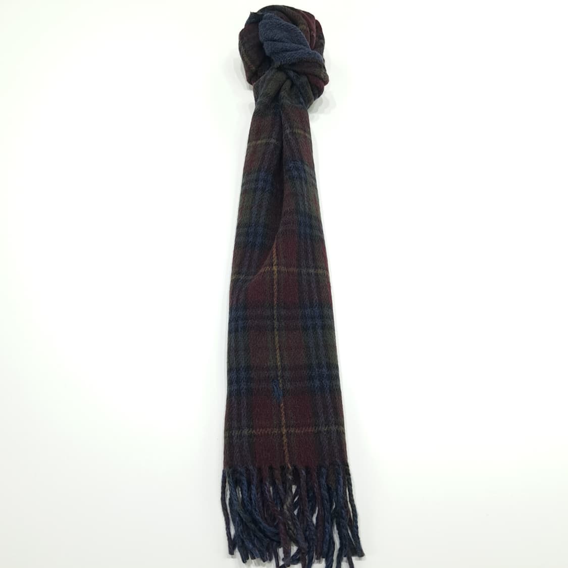 MX226 폴로 랄프로렌 퍼플 타탄체크 헤링본 버진울 양면 목도리 머플러 상품이미지3