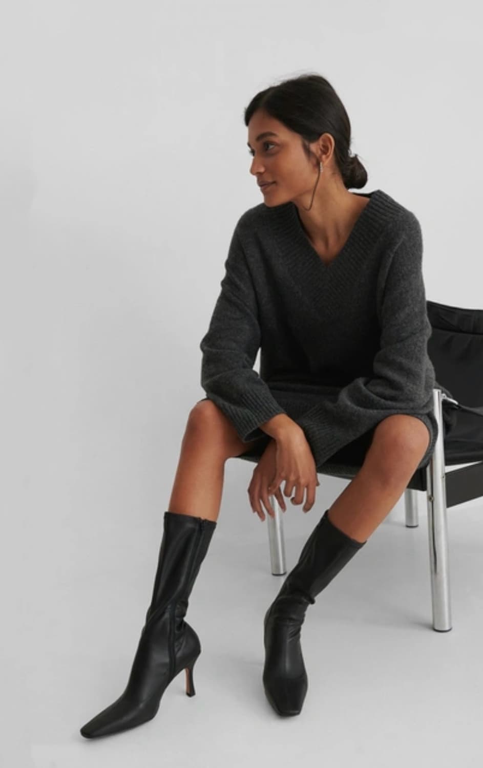 NA-KD 슬림레더 미들부츠 EU37 상품이미지1