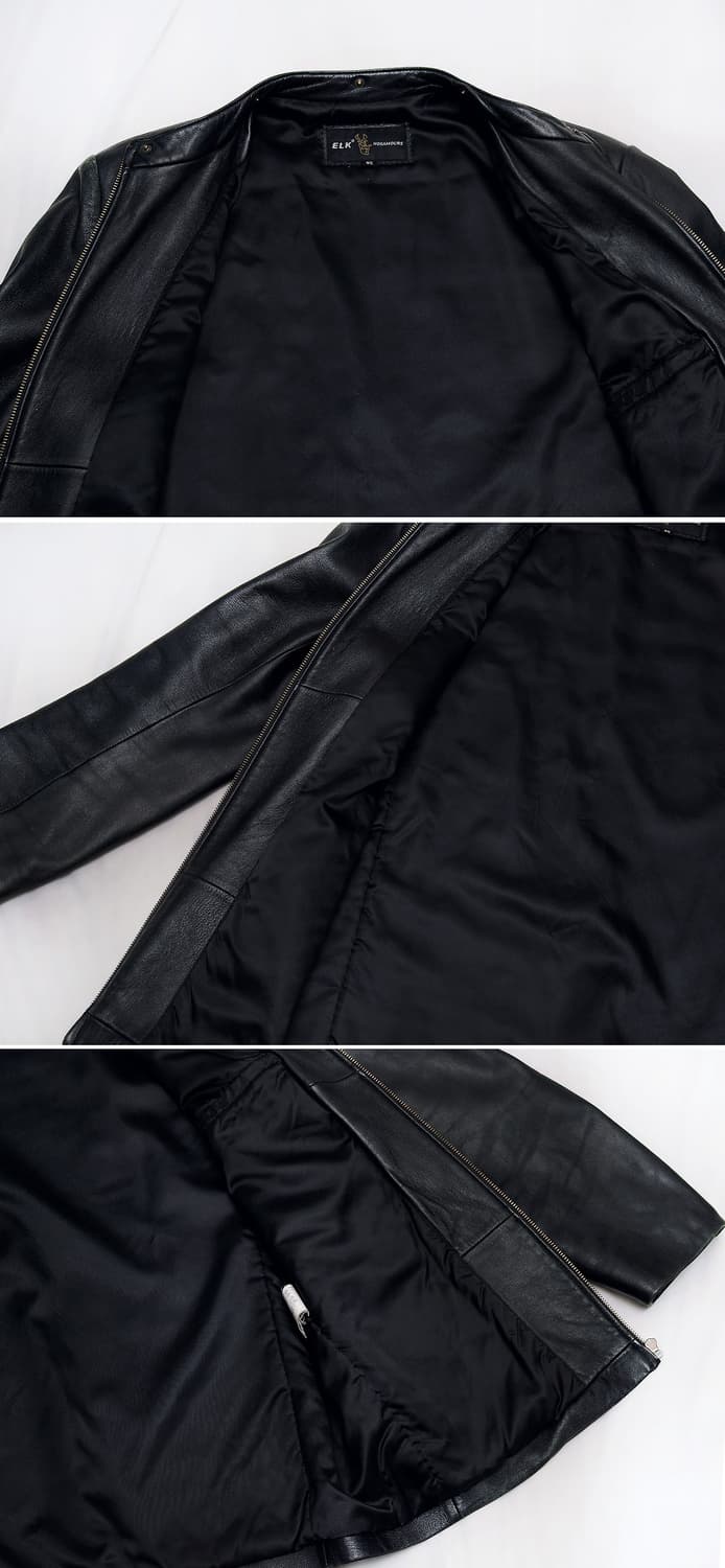 엘크 (ELK) 천연 양가죽 헨리넥 집업 싱글 라이더 자켓 (100) 상품이미지7