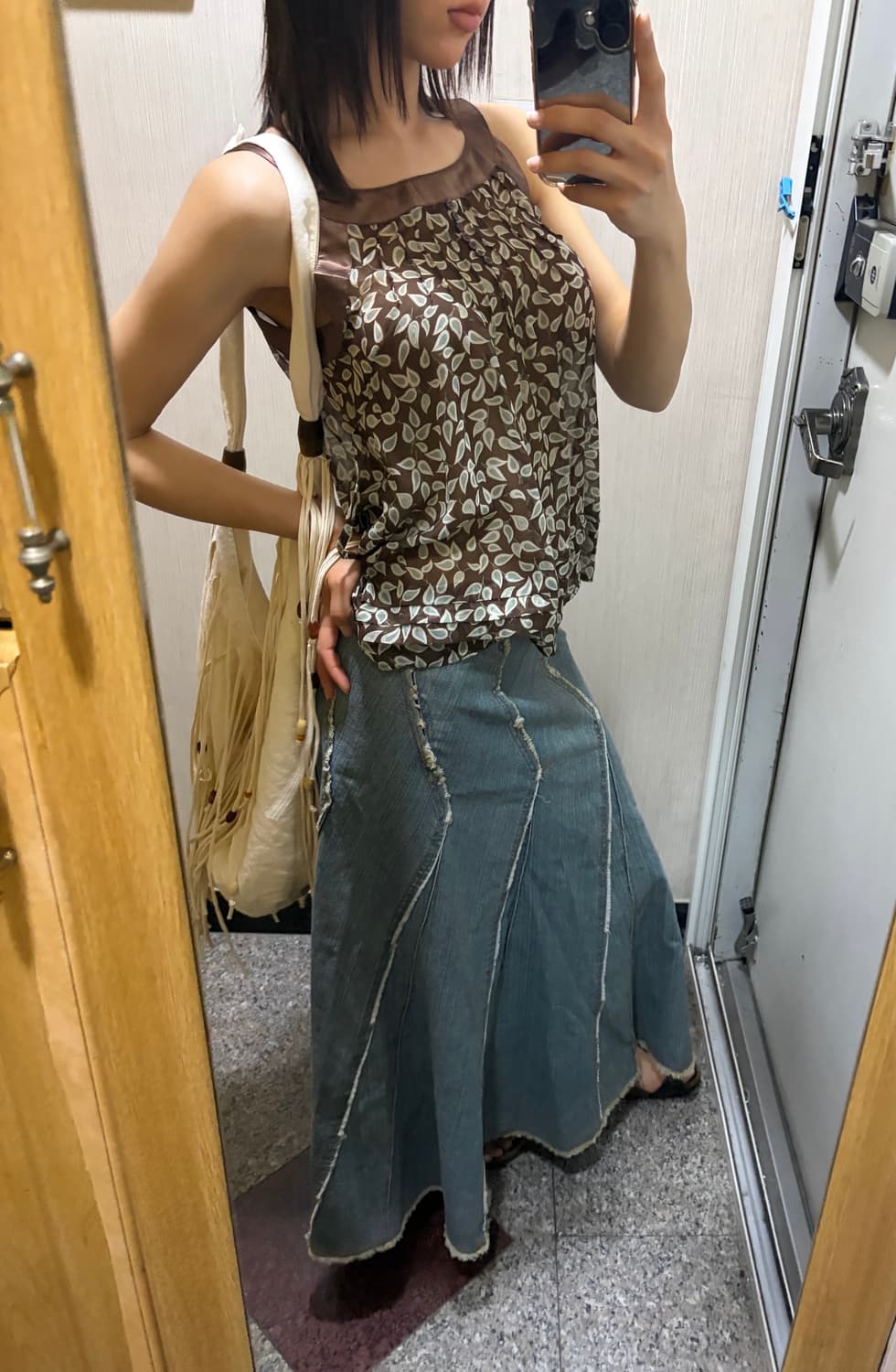 JPN Raw Edge Flare Maxi Denim Skirt 상품이미지6