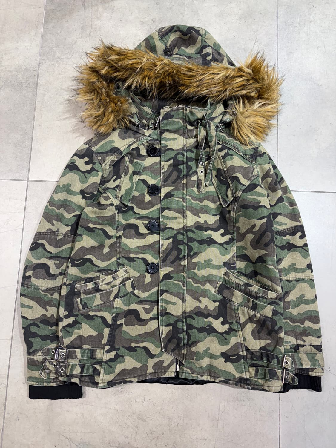 Maisongilfy 카모 밀리터리 퍼후드 집업 자켓 상품이미지1