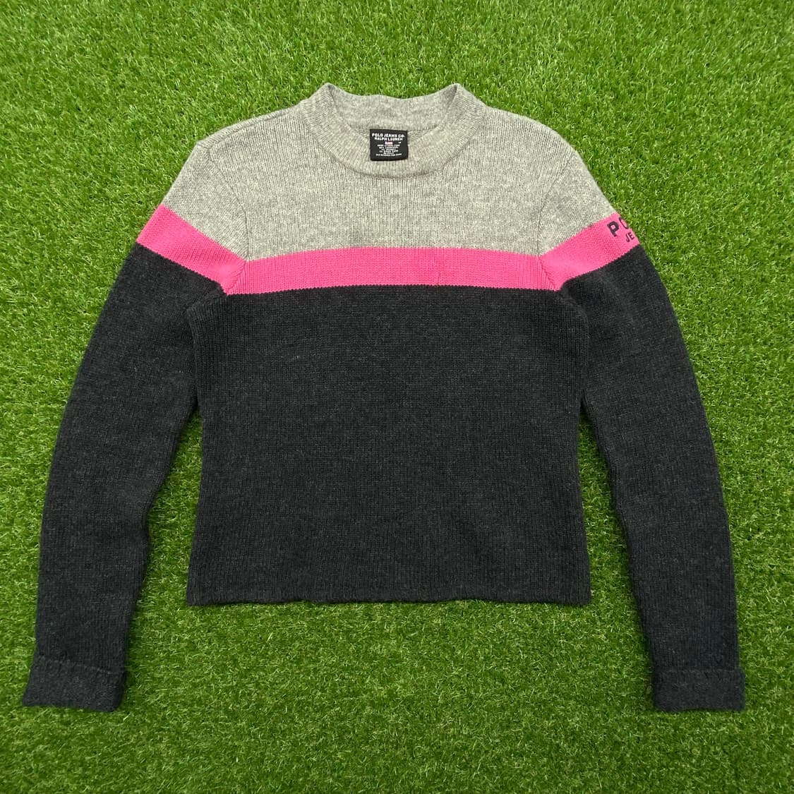 90s 미국빈티지 폴로진 램스울 배색니트 상품이미지1