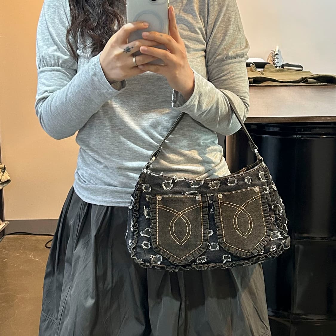 데님 그런지 포켓 숄더백 상품이미지8