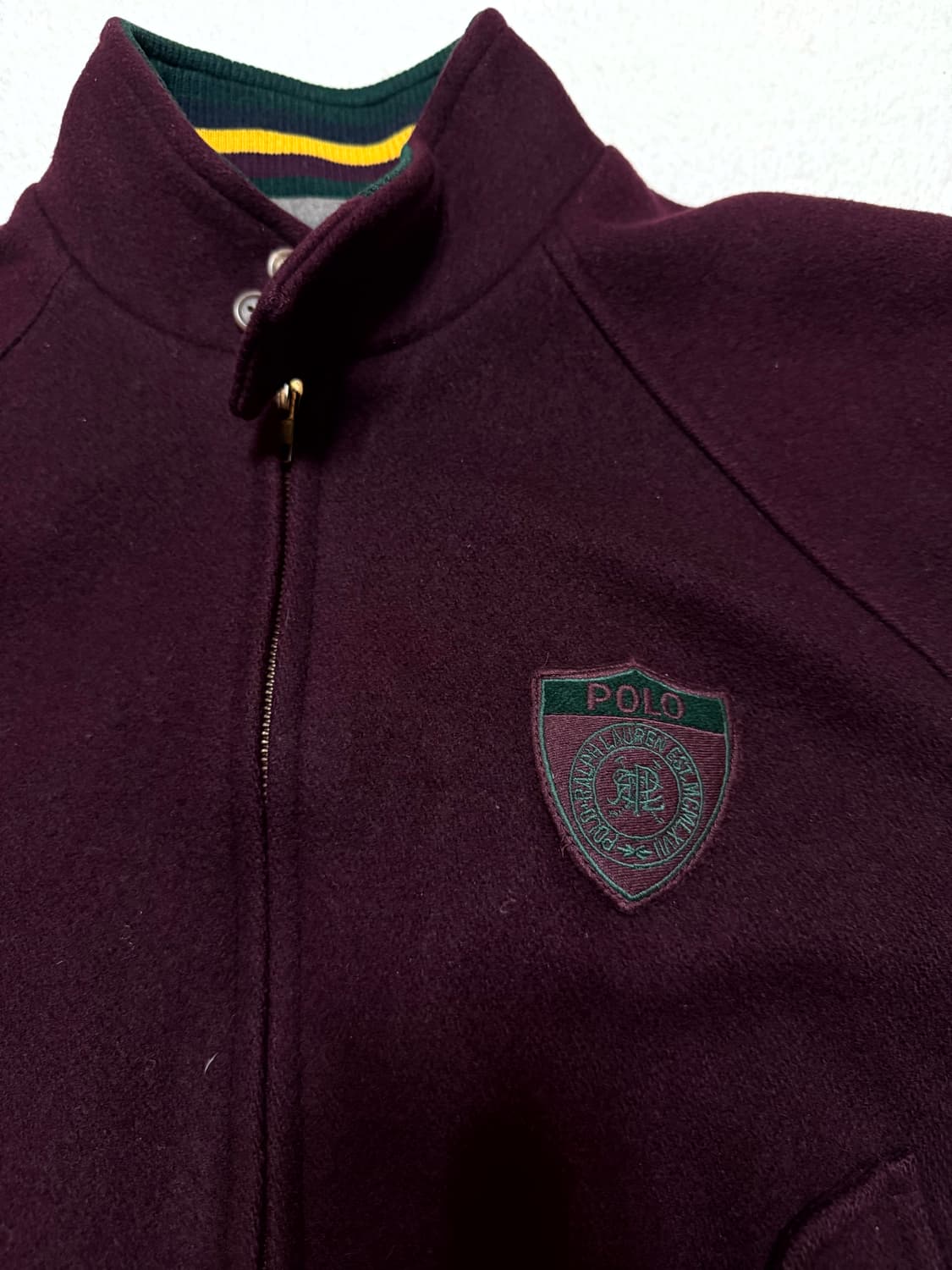 폴로 랄프로렌 90’s RL 쉴드 패치 버건디 바라쿠타 울 자켓 L 상품이미지2