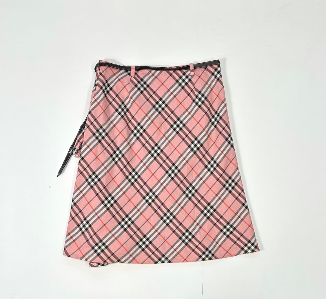 버버리 블루라벨 핑크 노바 체크  랩 스커트 (핑크/36) 상품이미지3