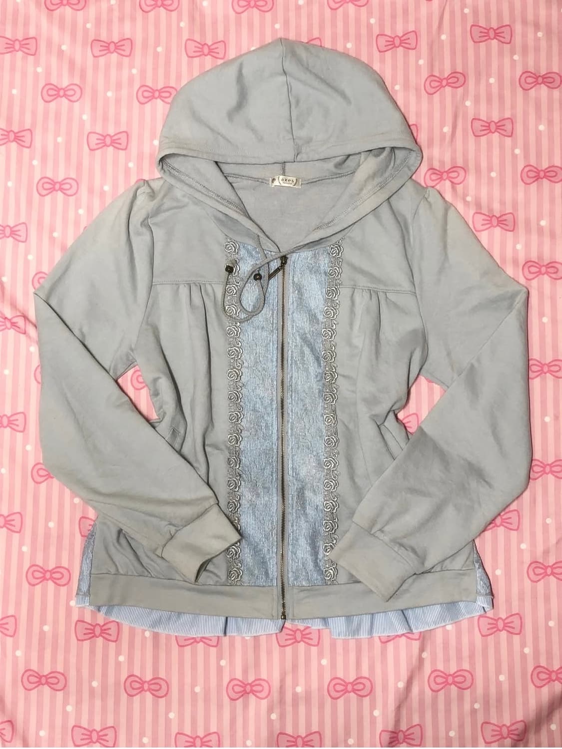 엑시즈팜 스카이블루 레이스 후드집업 상품이미지1