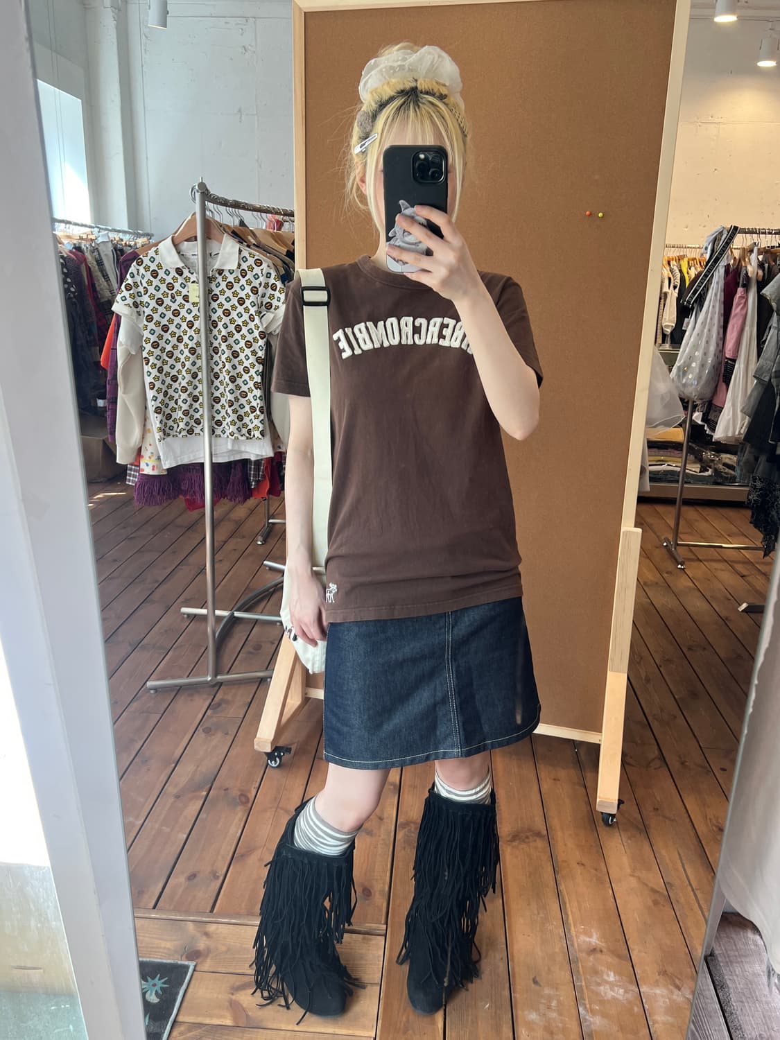 아베크롬비 브라운 로고 반팔  상품이미지1