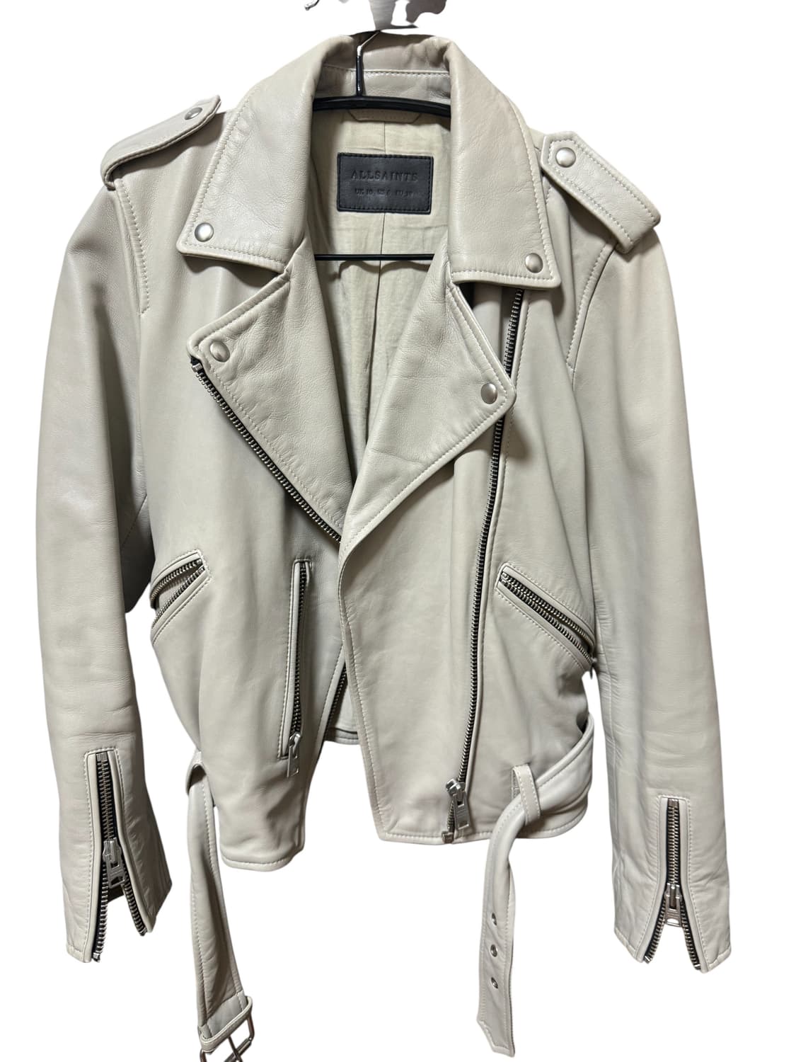 올세인츠 가죽 라이트 그레이 자켓 상품이미지1
