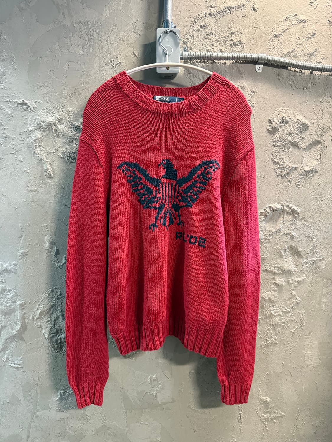 폴로 랄프로렌 이글 로고 핸드니트 스웨터 레드 M 상품이미지1