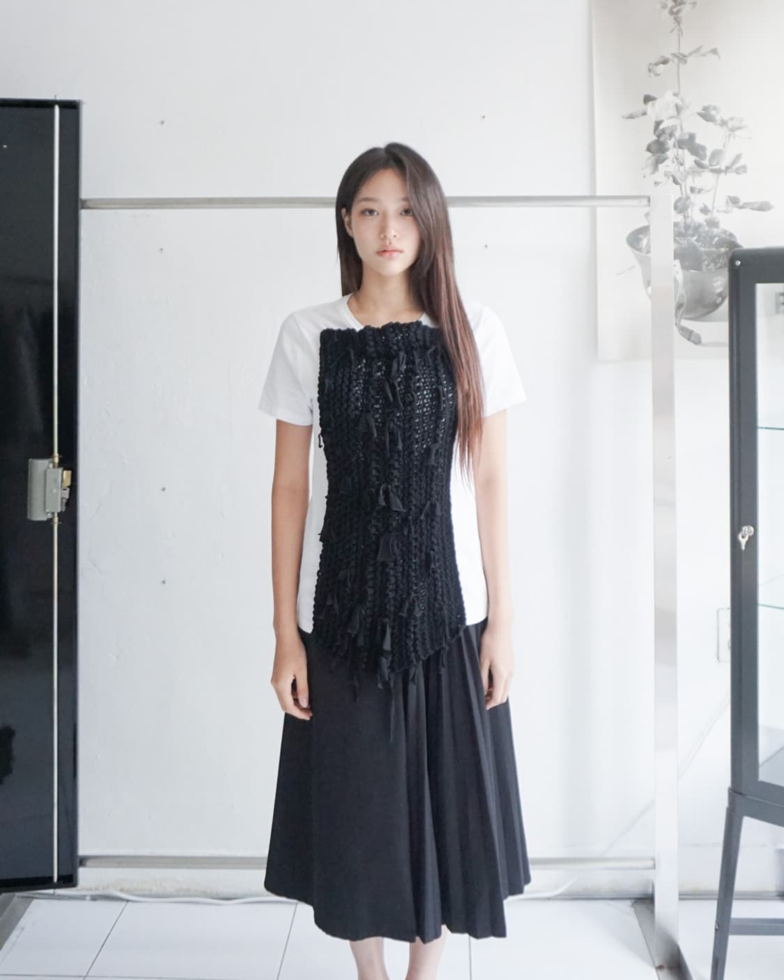 Y’s t-shirt with black knit panel 상품이미지2