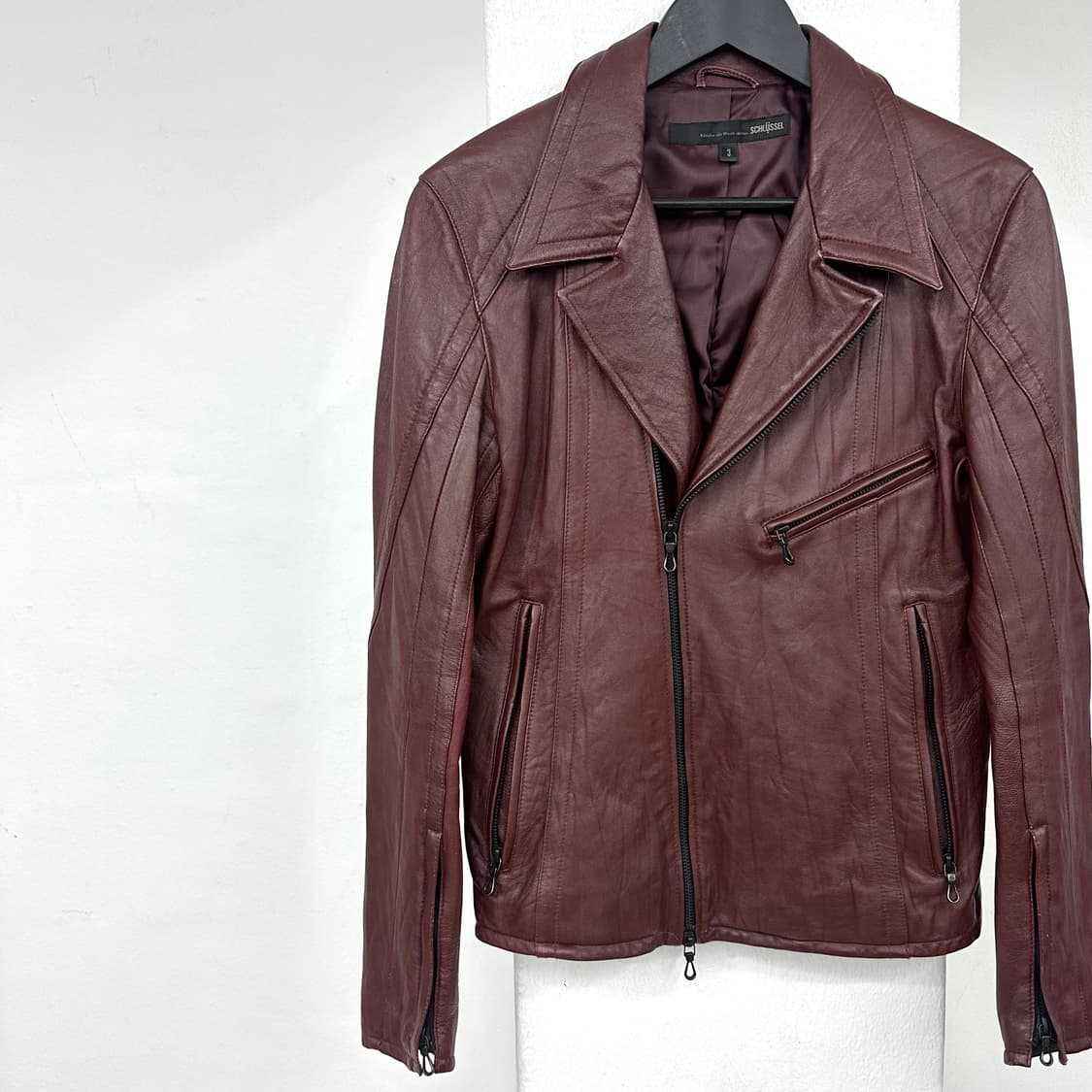 Schlussel burgundy leather jacket 상품이미지6