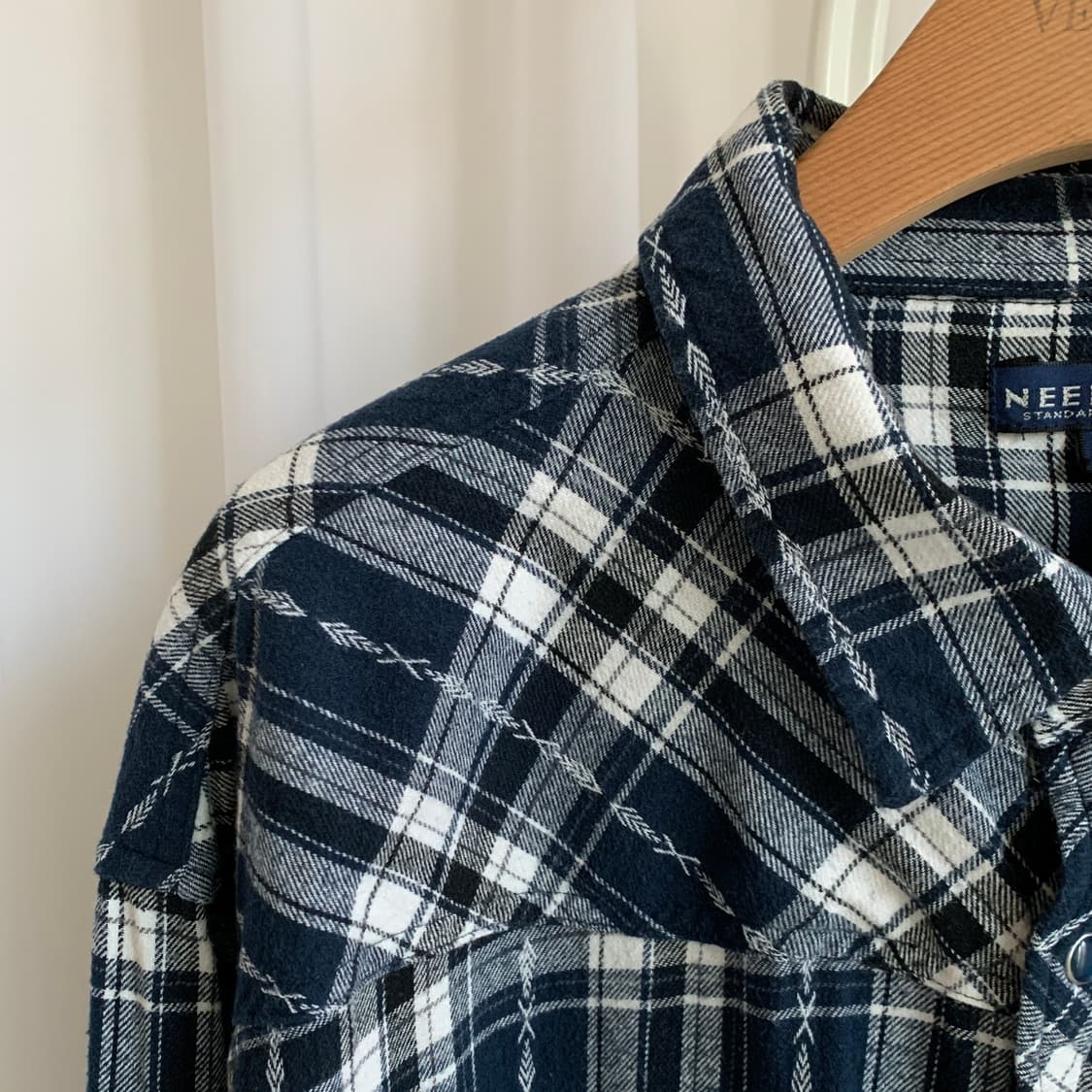 일본 빈티지 NEEDRIC 에스닉 체크 셔츠 상품이미지3