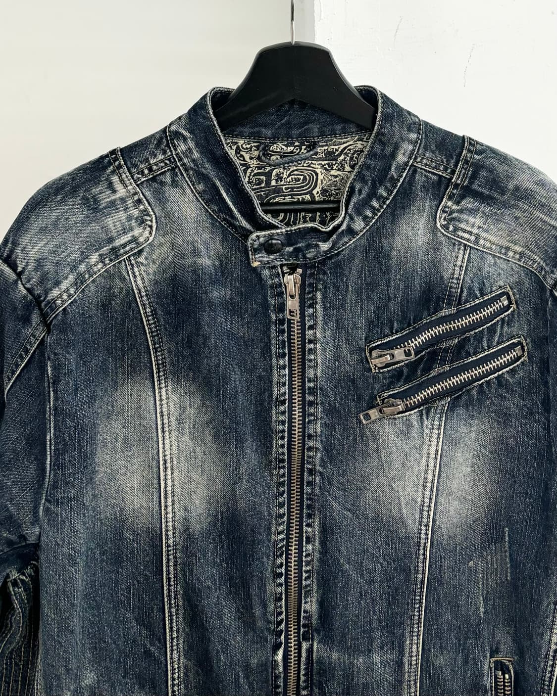 지유 데님 바이커 재킷 상품이미지2