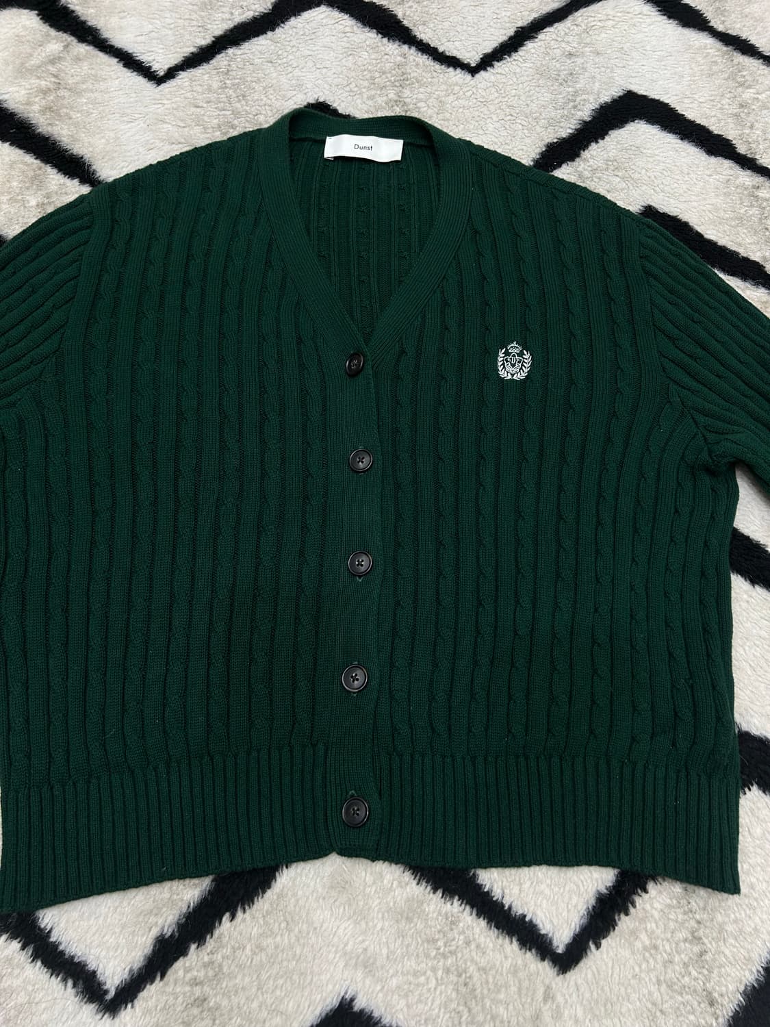 [M]던스트 크레스트 로고 케이블 가디건/그린 상품이미지4