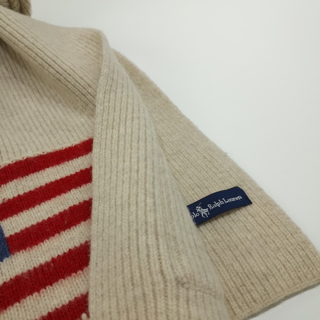 MX285 폴로 랄프로렌 아이보리 성조기 니트 목도리 머플러 상품이미지5