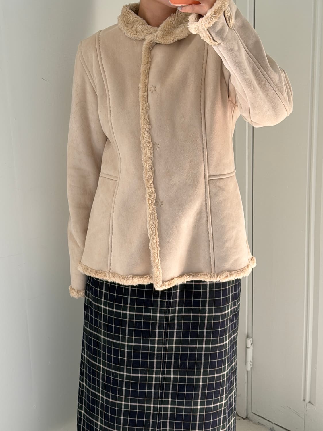 일본빈티지 베이지 무스탕 상품이미지1