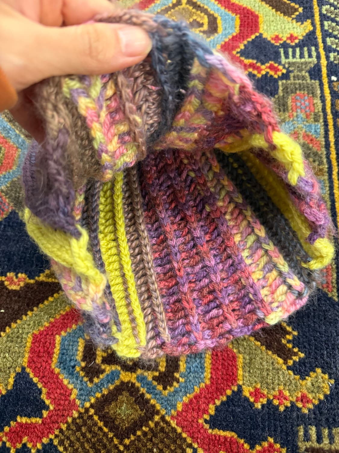 멀티컬러 청키 스트라이프 비니 핸드메이드 상품이미지3