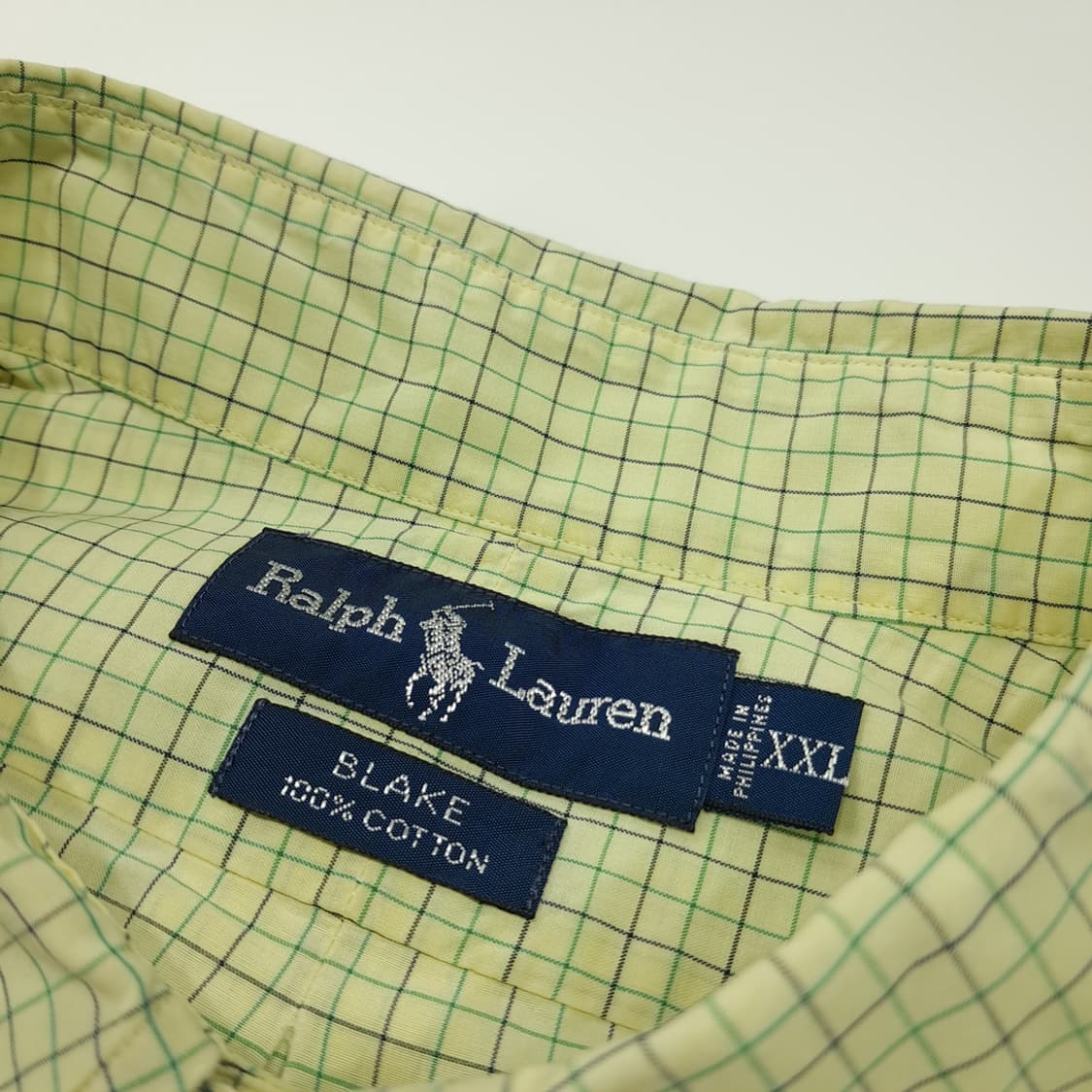 CL775 2XL 폴로 90s 마이크로체크 버튼다운 옐로우 셔츠 남방 상품이미지3