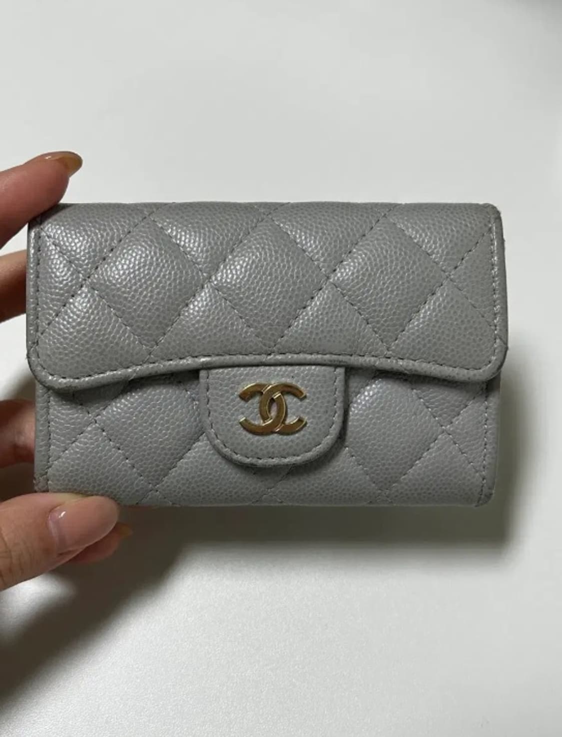 [정품] 샤넬 캐비어 클똑 스몰 민트그레이 카드월릿 풀구성품 상품이미지2
