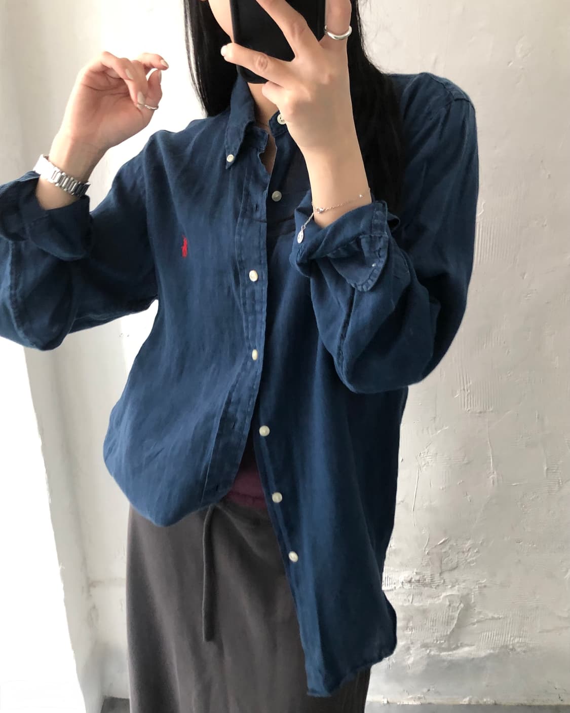 Polo 폴로 랄프로렌 신형 레드포니 네이비컬러 린넨 셔츠 상품이미지1