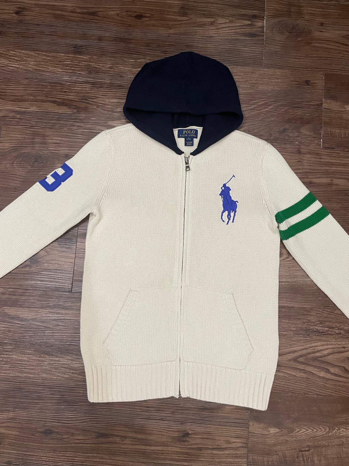 폴로 빅포니 코튼 니트 후드 집업 자켓 상품이미지1