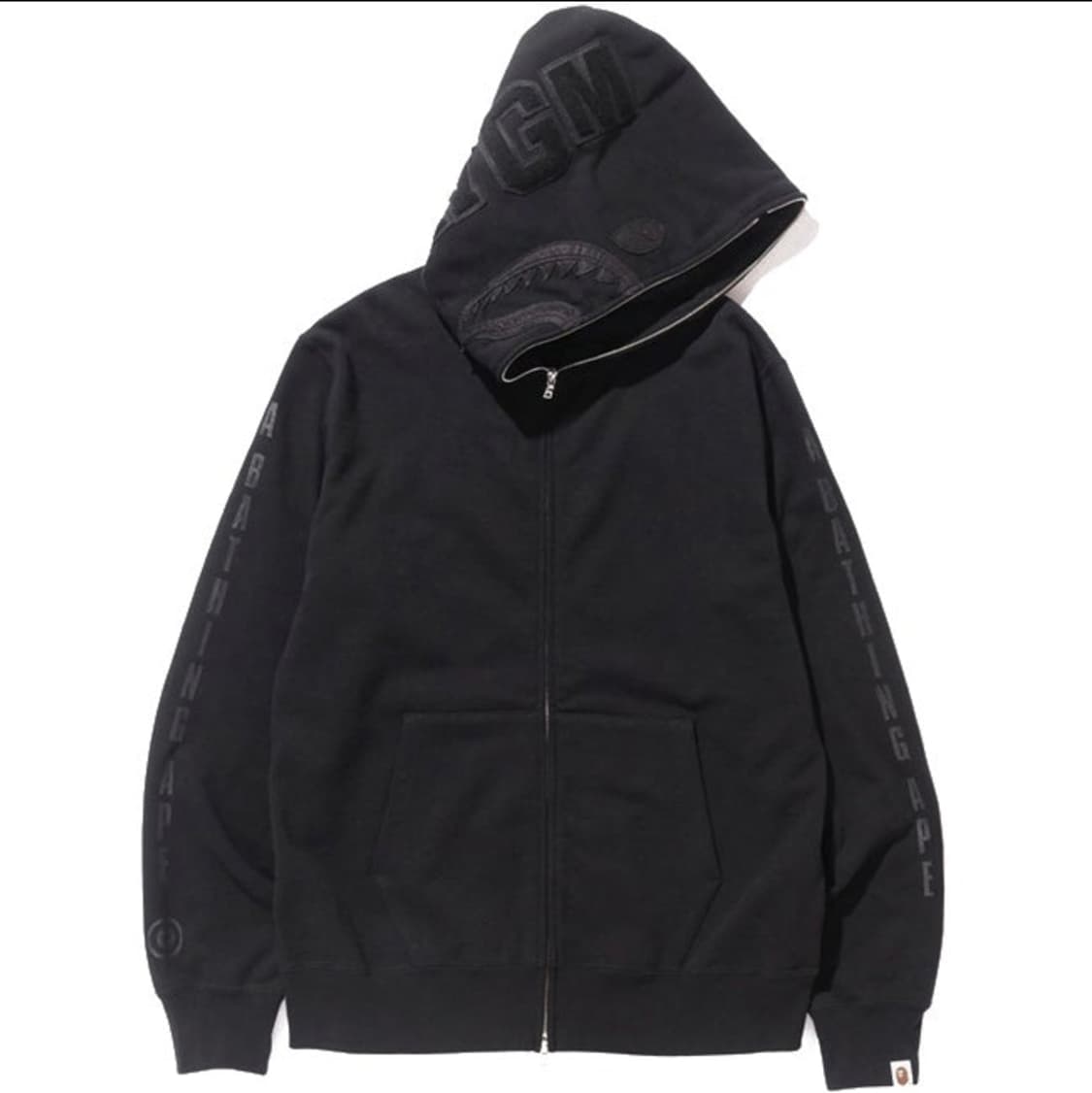 (희귀)베이프 BAPE 샤크 후드집업 올 블랙 XL 정품 상품이미지7