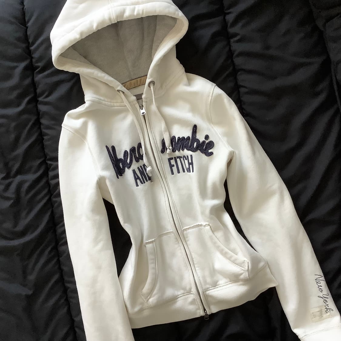 아베크롬비 패치 자수 로고 후드집업 화이트 상품이미지1
