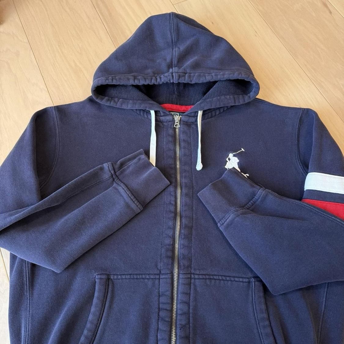 폴로 랄프로렌 빅포니 스트라이프 후드집업 네이비 상품이미지3