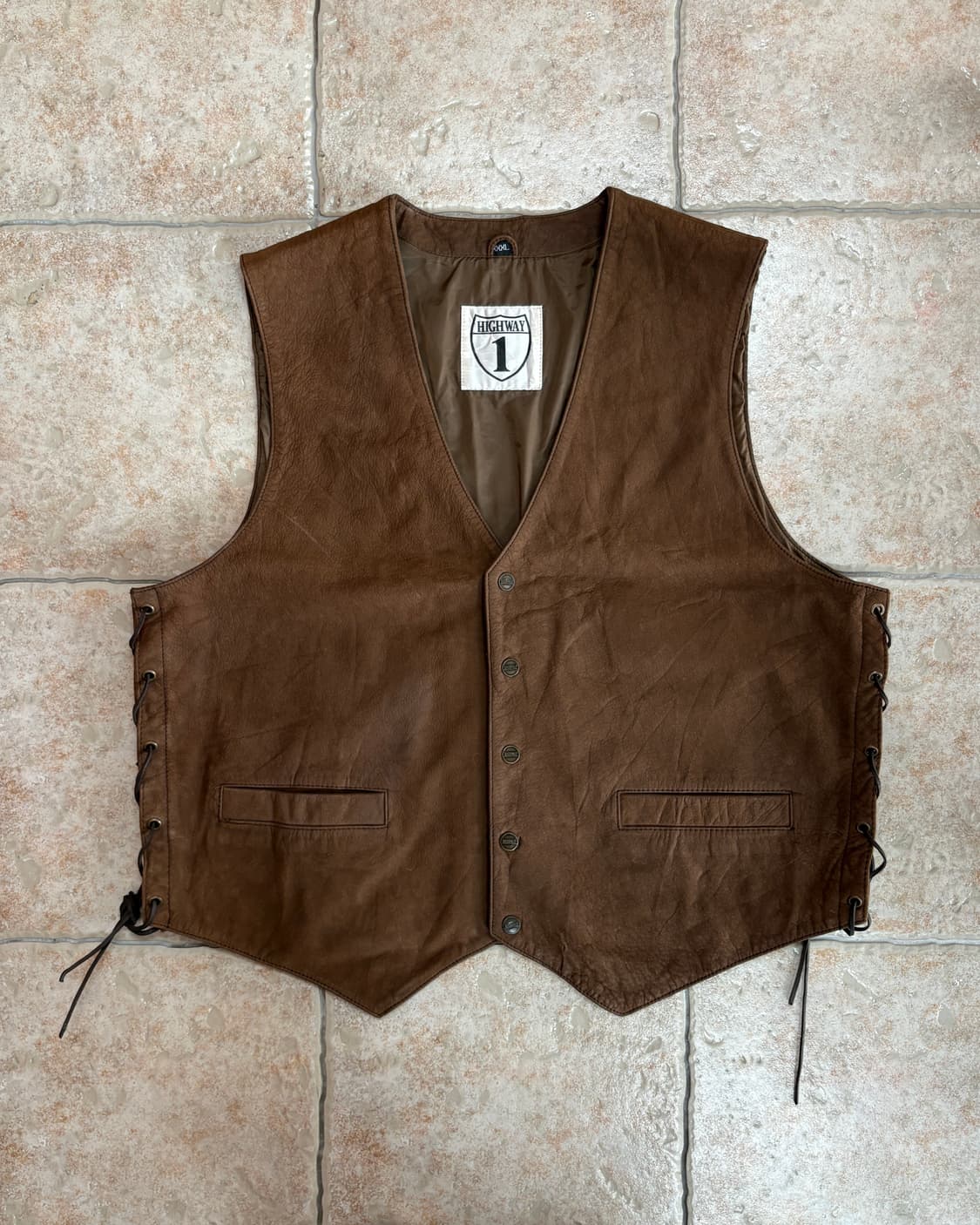[3XL] High way brown leather vest 상품이미지1