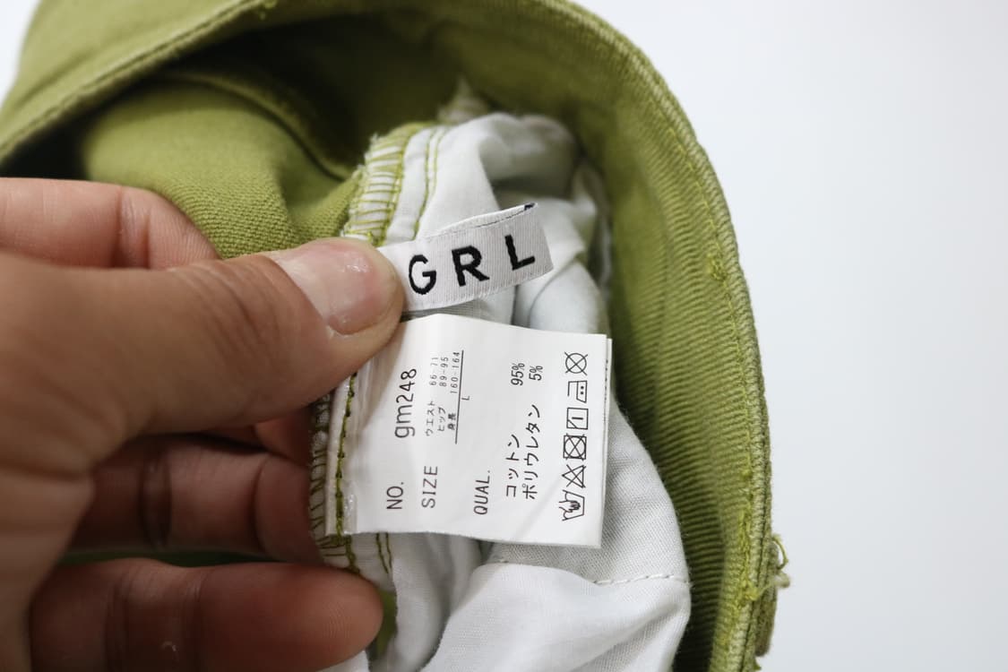 GRL 그레일 빈티지 그린 핀턱 프레이드 헴 부츠컷 데님 팬츠 (L) 상품이미지9