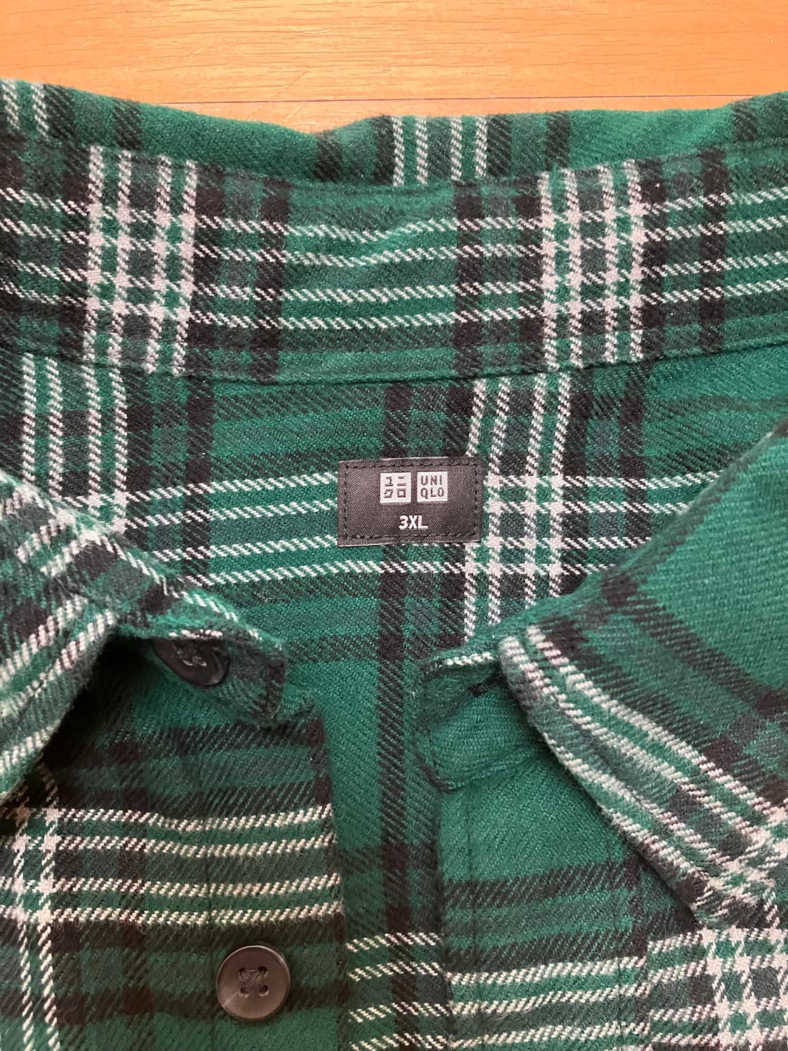 유니클로 플란넬 체크 셔츠 그린 3XL 상품이미지3