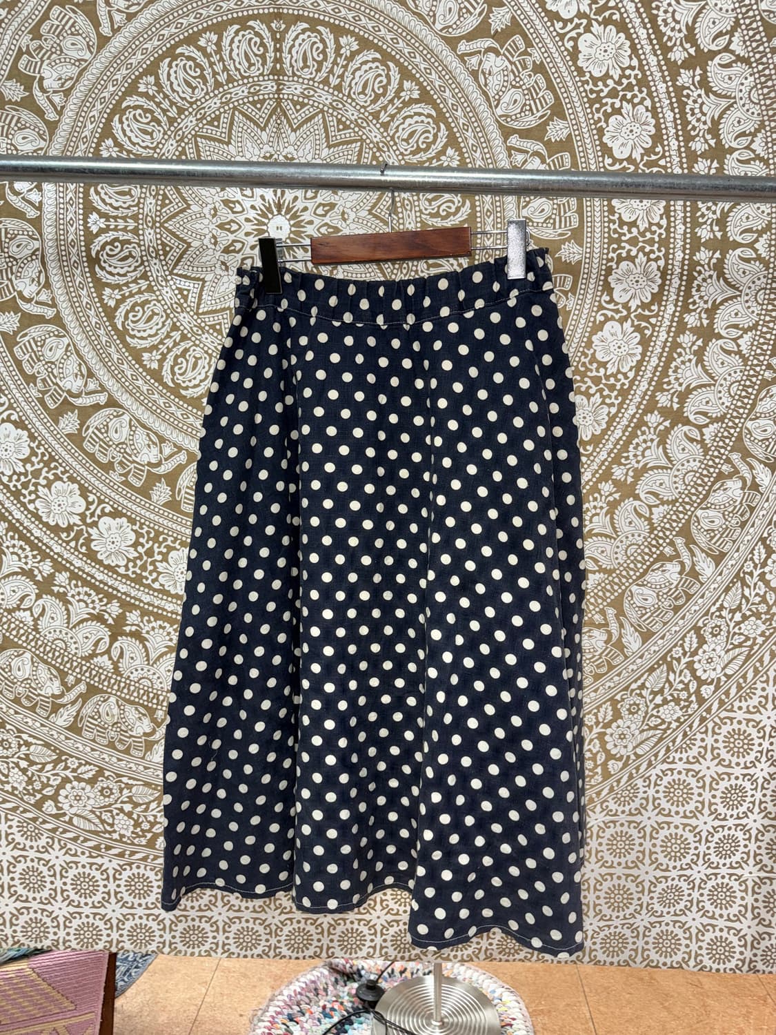 빈티지 여성 도트 밴딩 롱스커트  상품이미지5