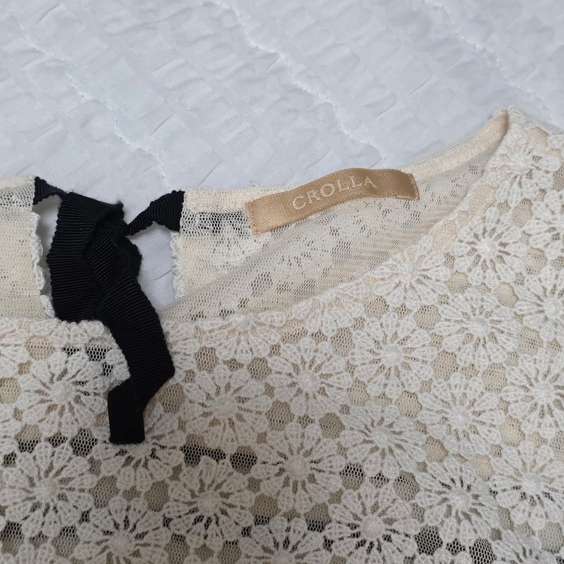 모리걸로리타st 레이스 스트라이프 퍼프 니트블라우스 상품이미지4