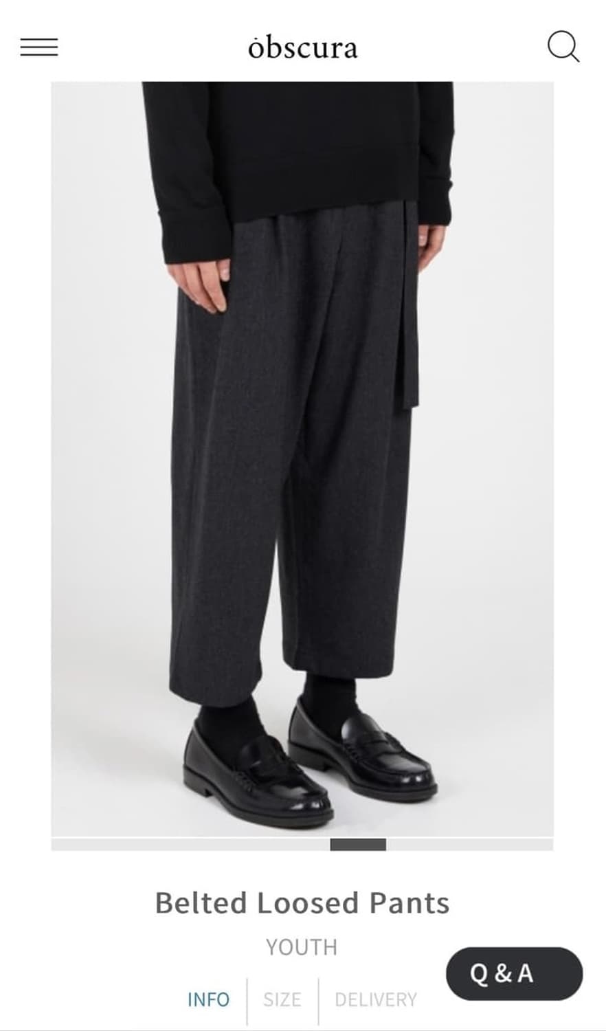 유스 벨티드 울슬랙스 블랙 상품이미지1