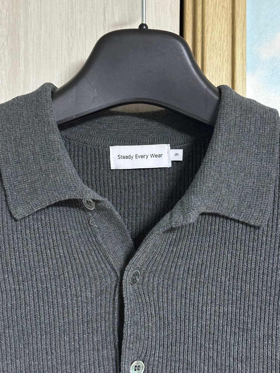 (3) 스테디에브리웨어 라이트 립 칼라 반팔 니트 (그레이 멜란지) 상품이미지3