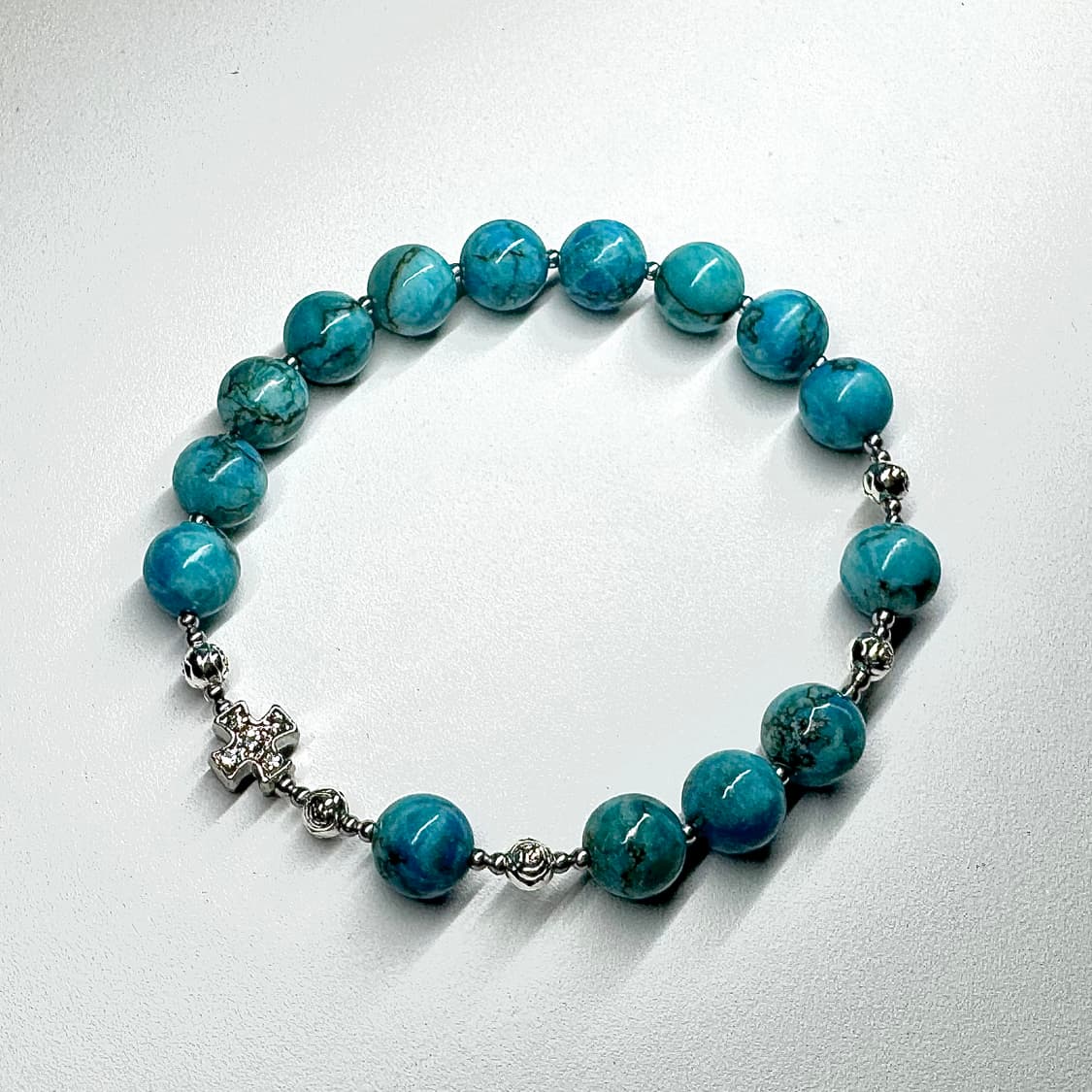 (핸드메이드) 천연석 터키석 묵주팔찌 상품이미지1