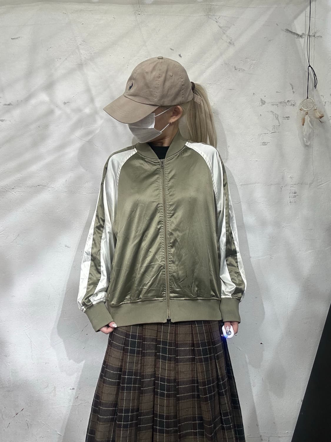 일본 빈티지 카키 화이트 스카잔 오버핏 자켓 XL 상품이미지2