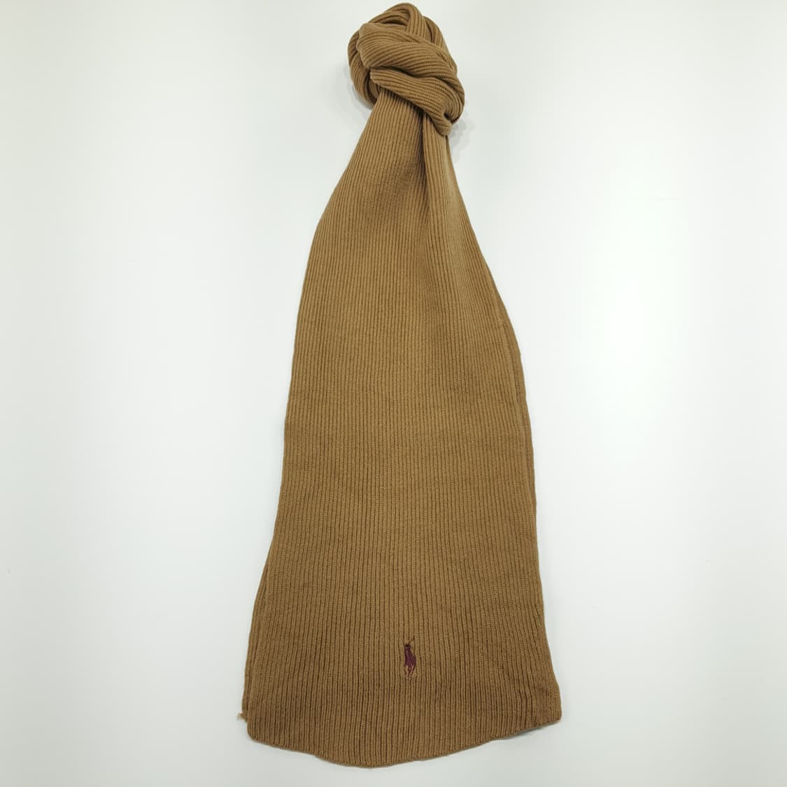 MX266 폴로 랄프로렌 브라운 리브드 니트 울 목도리 머플러 상품이미지1