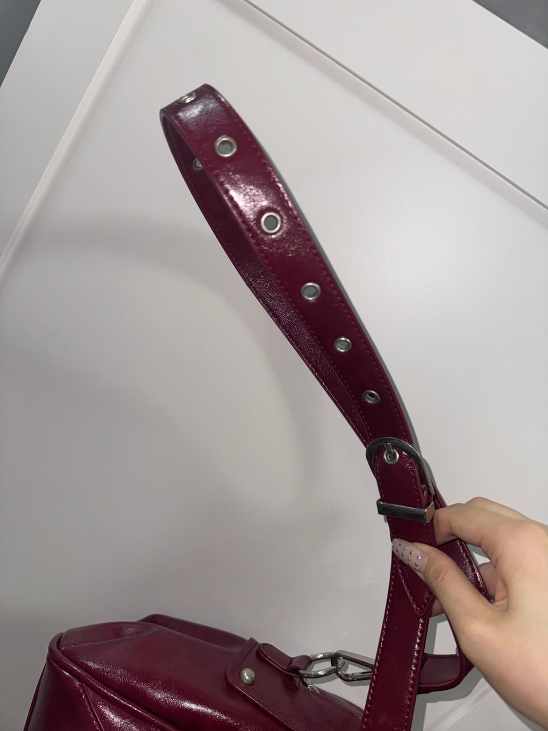 Faux Leather M.O.S Bag, BURGUNDY 상품이미지4