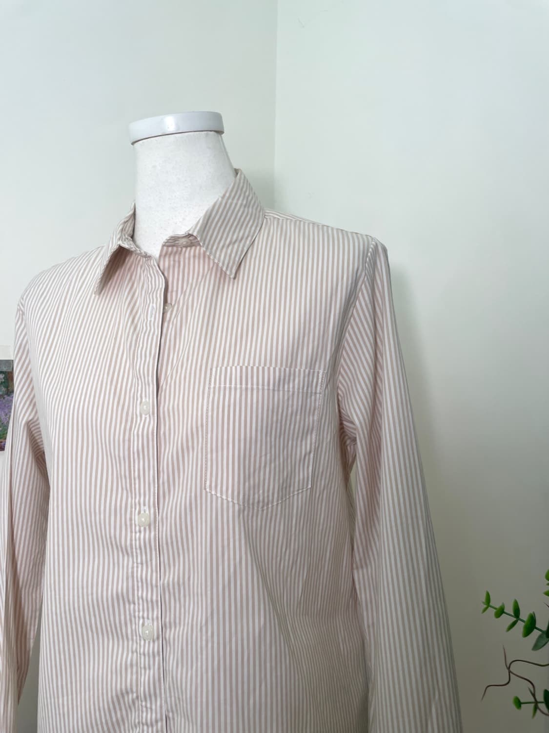 beige stripe basic line shirt(size-M) 상품이미지7
