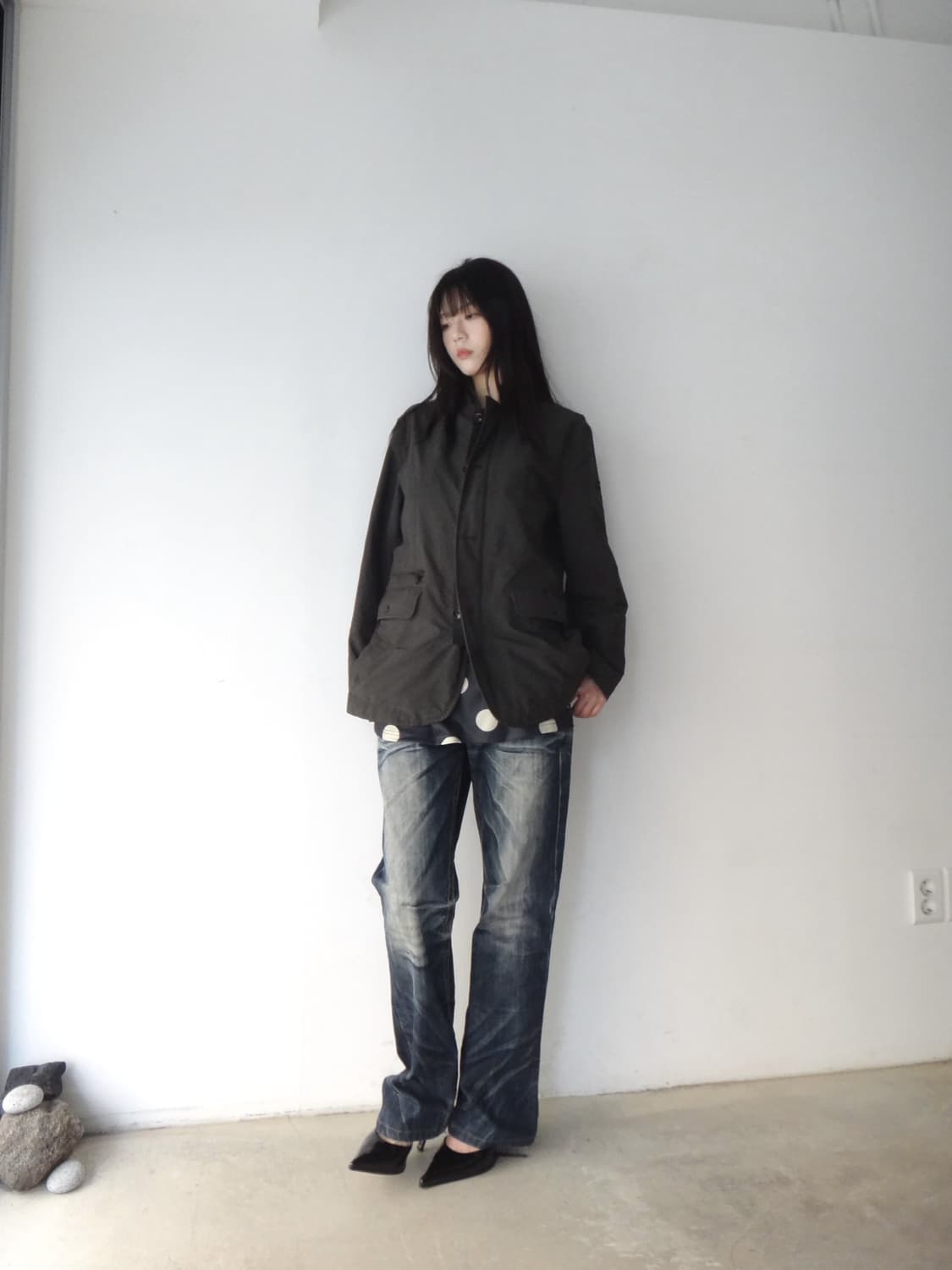 Washed deep blue denim pants 상품이미지3