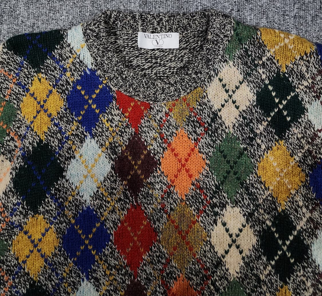 빈티지 90s 발렌티노 스튜디오 아가일 패턴 버진 울 니트 4 상품이미지3